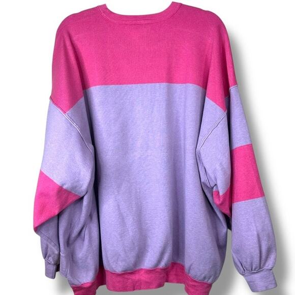 Free People Lavender Uptown Colorblock Drapey Oversized Pullover Sweater Top XS - Picture 7 of 9
